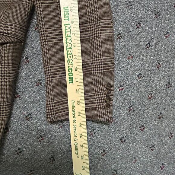Burberry Tan Brown Wool Houndstooth Plaid Classic Sport Coat Size 42S - Picture 13 of 15